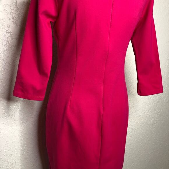 Boston Proper bright pink cutout neckline sheath dress size Small - Picture 11 of 14